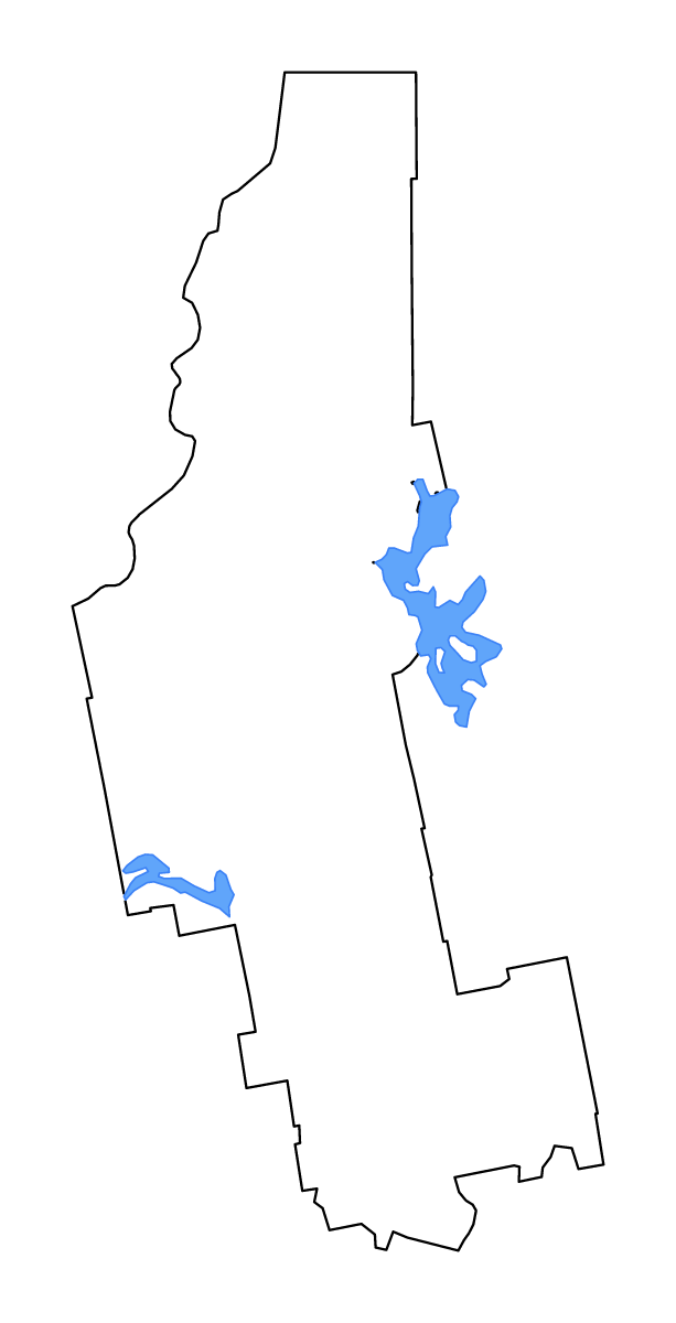 Mapa de contorno de Somerset, Maine con lagos y ríos.
