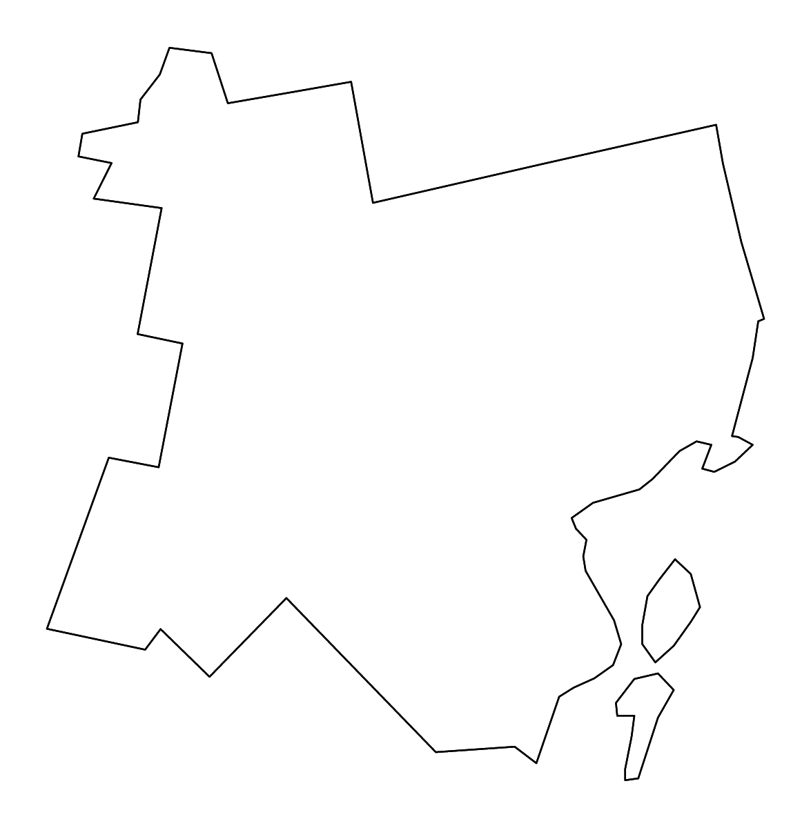 Mapa de contorno de Waldo, Maine con ríos.