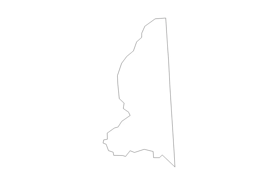 Carte de Caroline, Maryland de type contour pour Amérique du Nord, montrant contour avec des limites nettes.