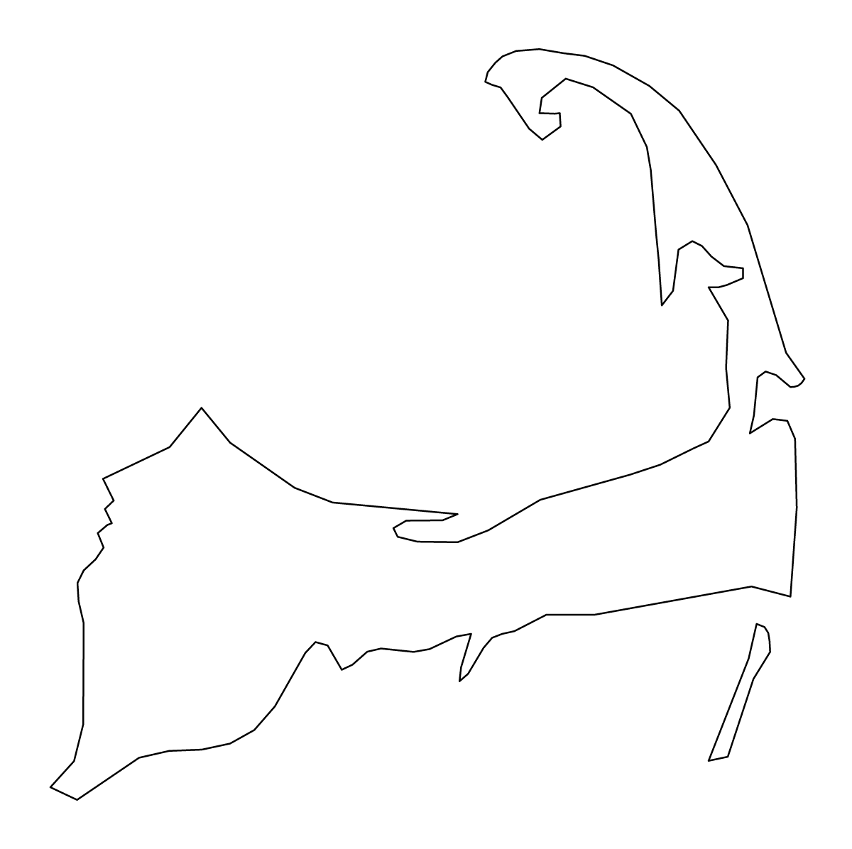 Mapa de contorno de Barnstable, Massachusetts.