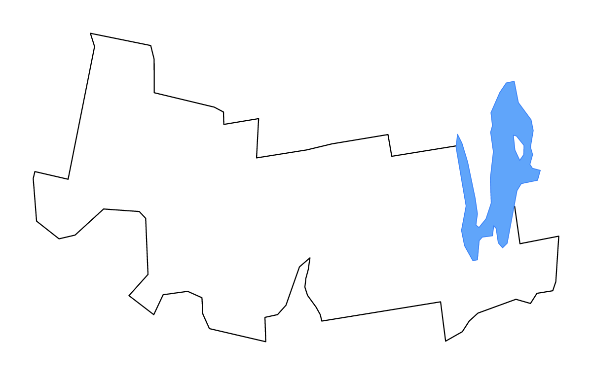 Mapa de contorno de Hampshire, Massachusetts con lagos y ríos.