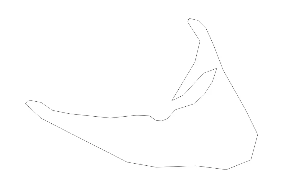 Outline map of Nantucket County, Massachusetts with subdivision borders.