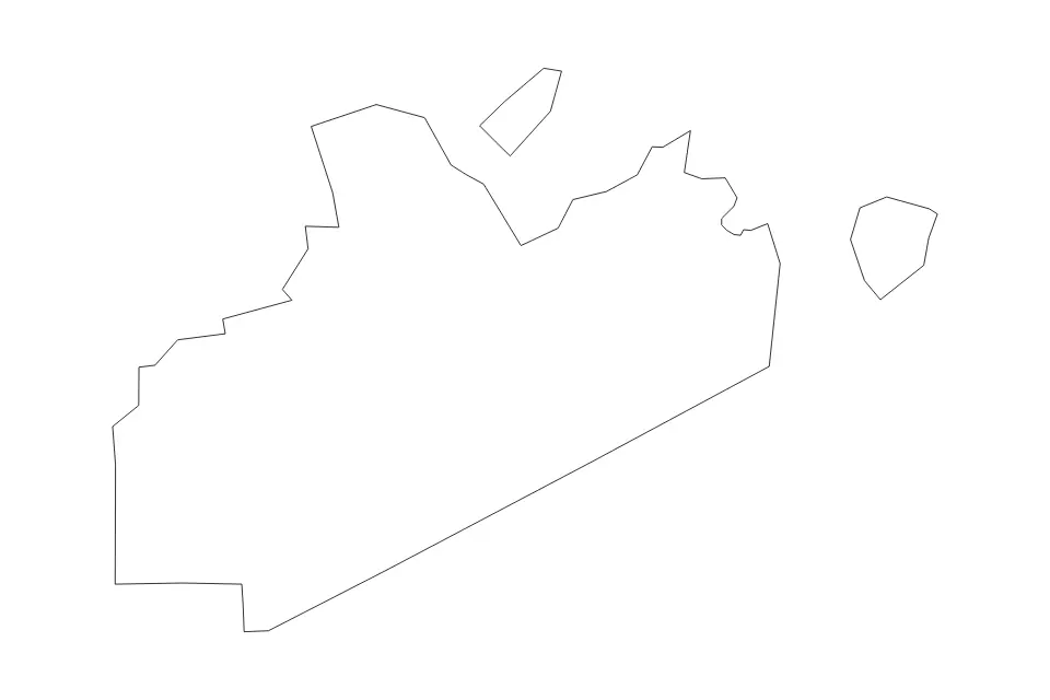 Outline map of Norfolk County, Massachusetts with subdivision borders.