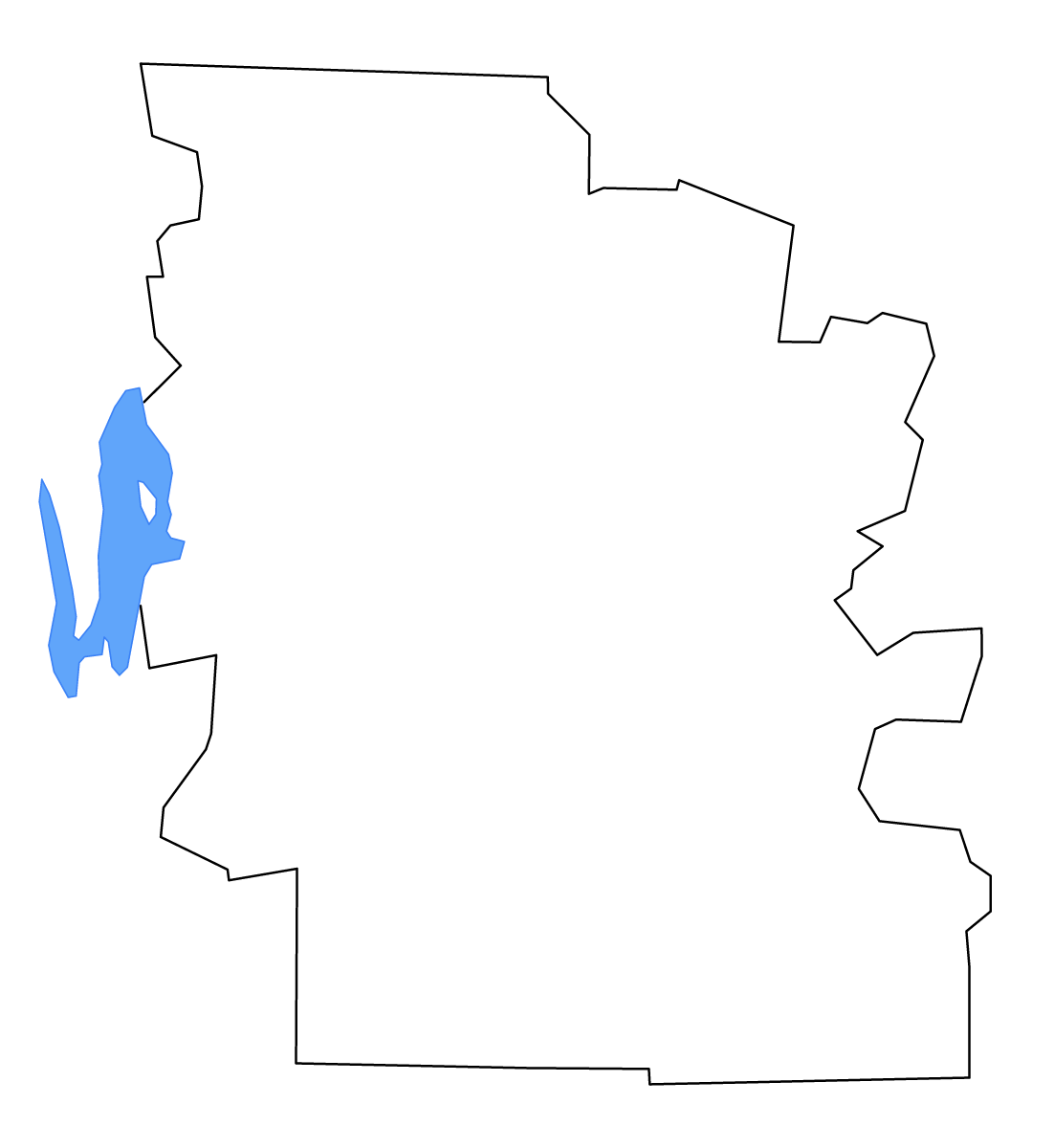 Mapa de contorno de Worcester, Massachusetts con lagos y ríos.