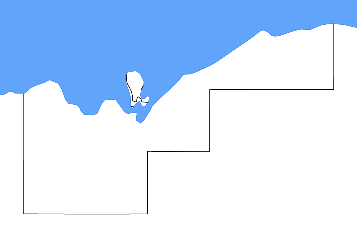 Mapa de contorno de Alger, Michigan con lagos.