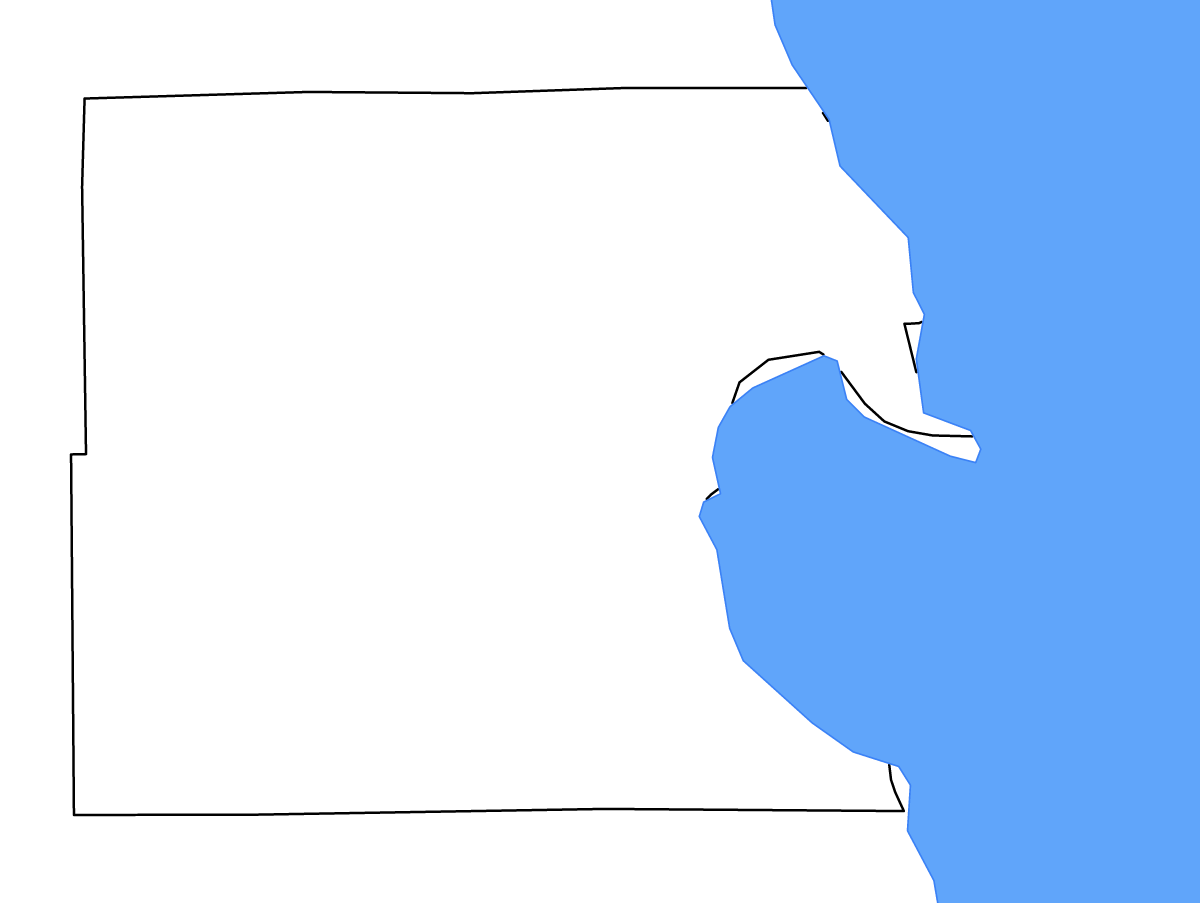 Mapa de contorno de Alpena, Michigan con lagos y ríos.