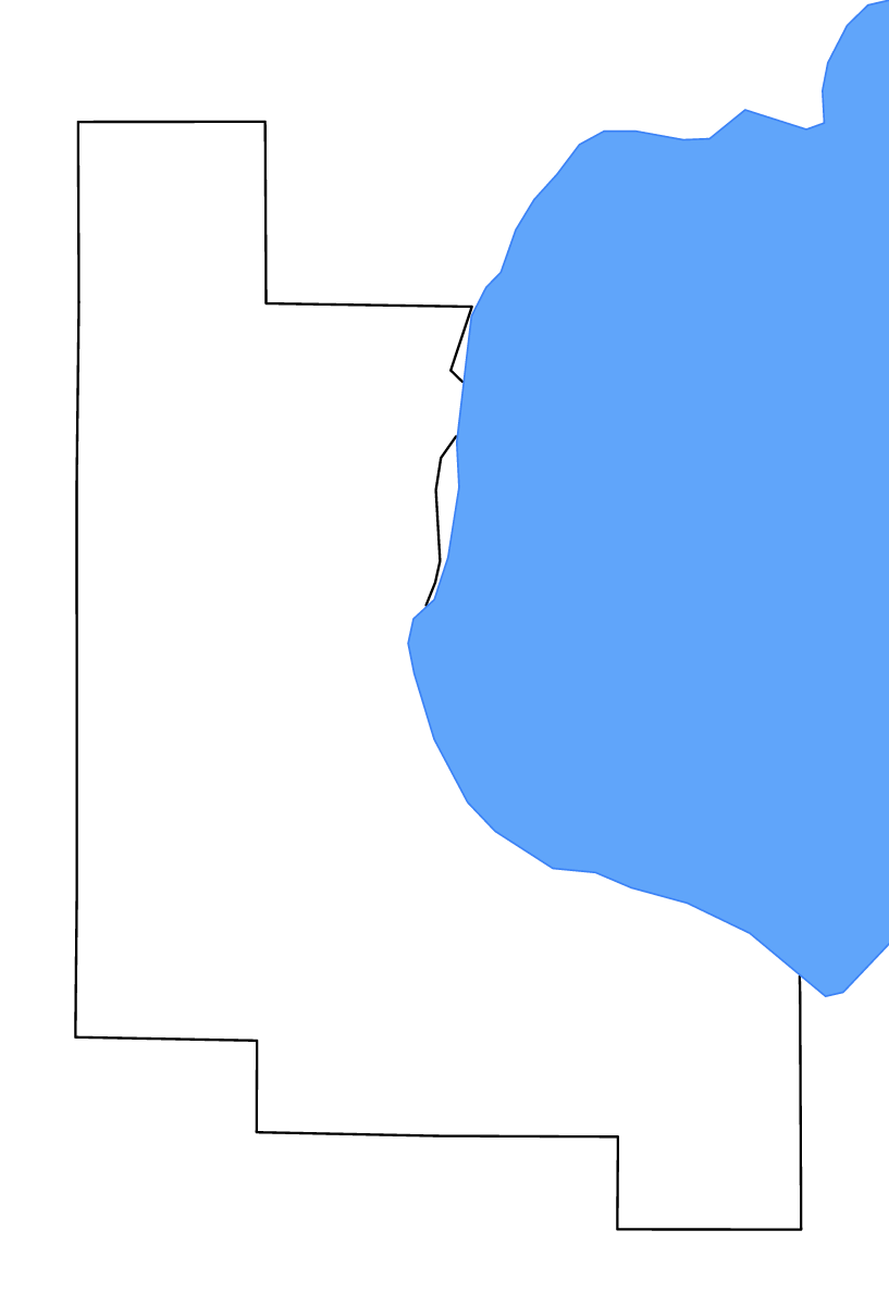 Mapa de contorno de Bay, Michigan con lagos y ríos.