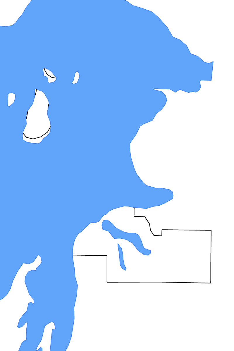 Mapa de contorno de Charlevoix, Michigan con lagos.
