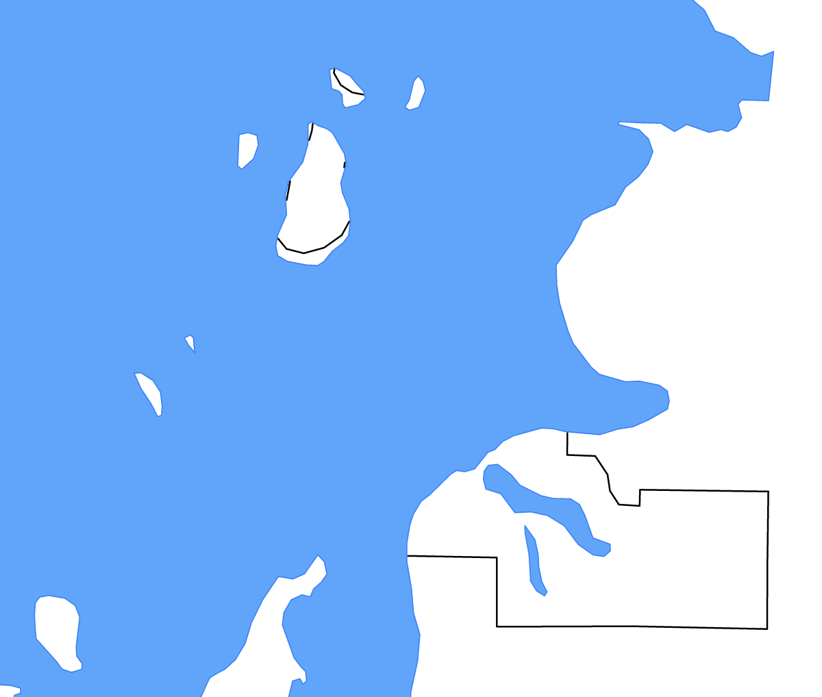 Carte de contour de Charlevoix, Michigan avec lacs.