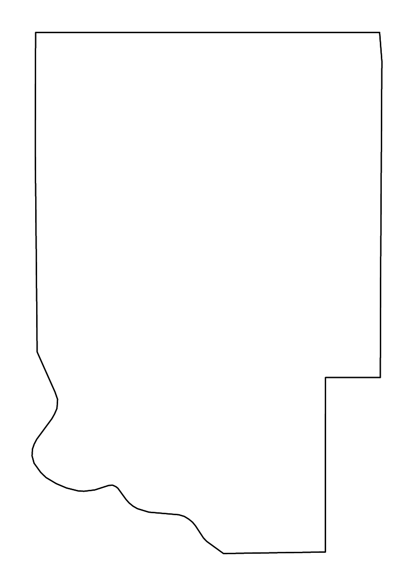 Mapa de contorno de Dickinson, Michigan con ríos.