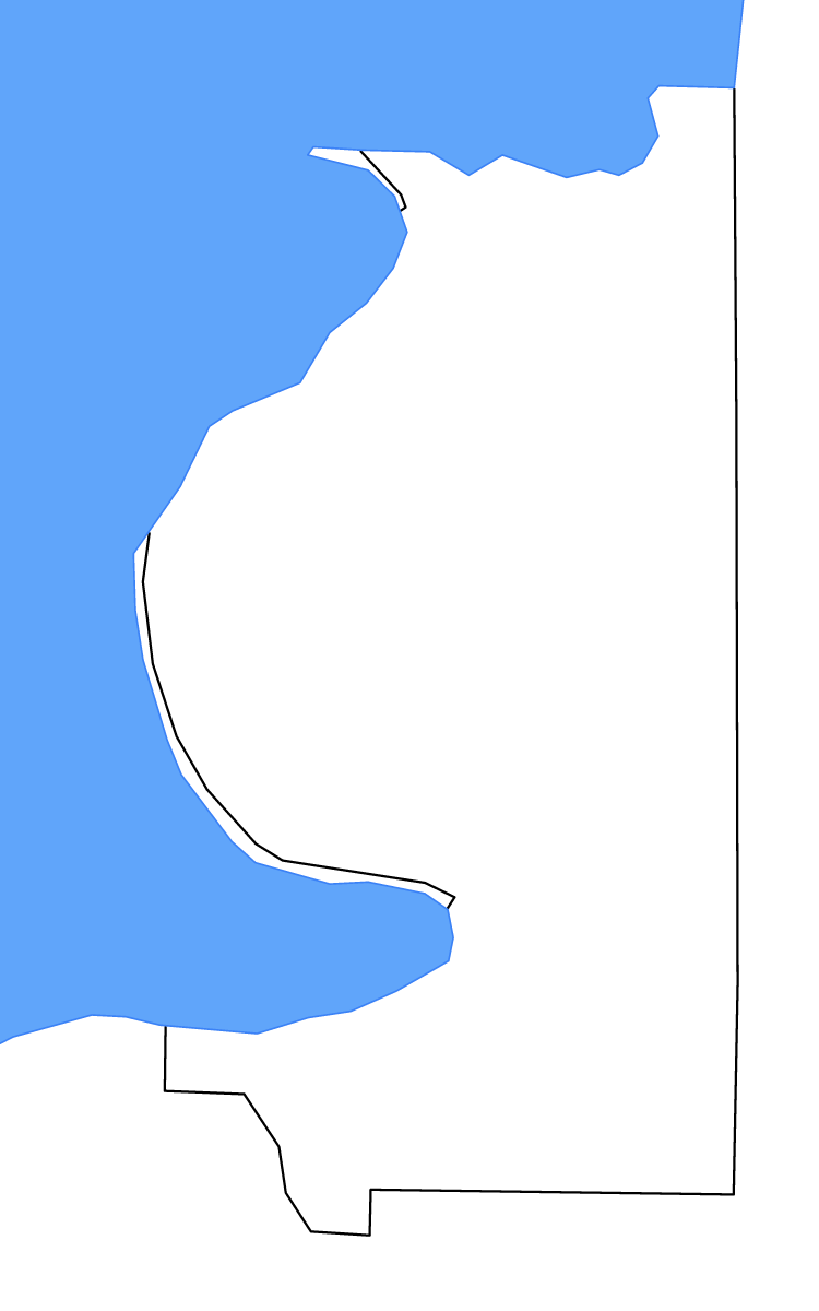 Mapa de contorno de Emmet, Michigan con lagos.