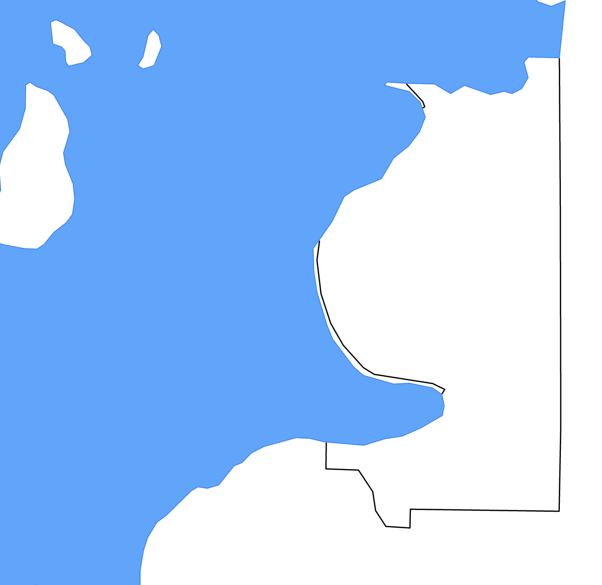 Carte de contour de Emmet, Michigan avec lacs.
