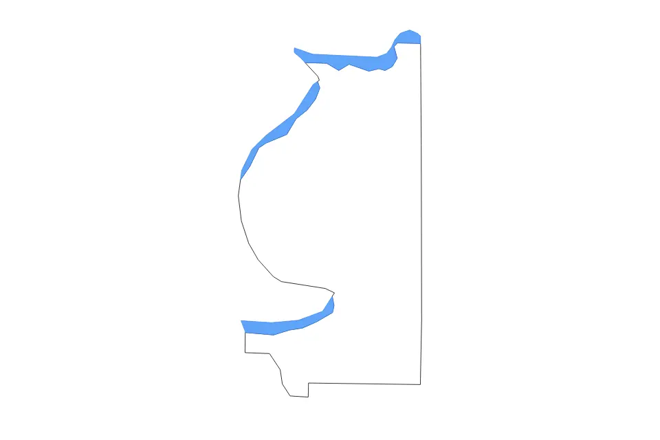 Outline map of Emmet County, Michigan with subdivision borders and major lakes.