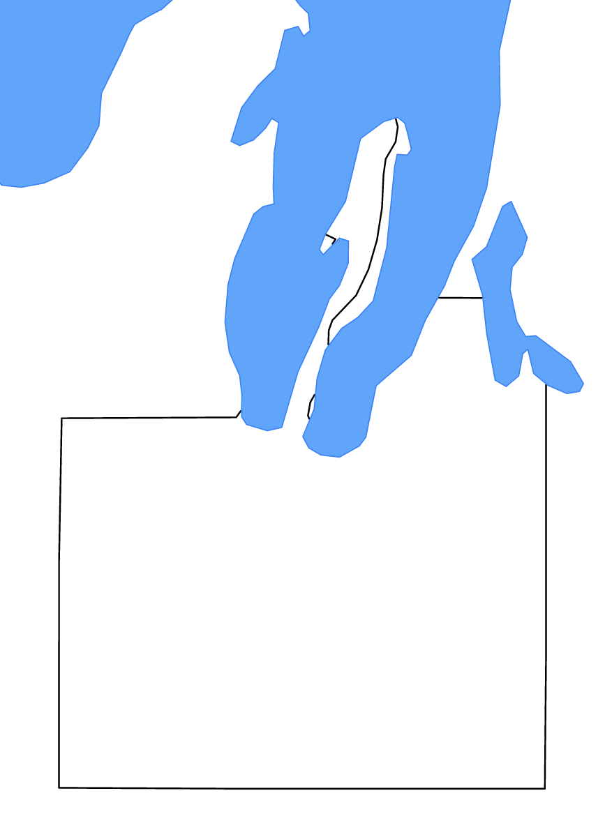 Mapa de contorno de Grand Traverse, Michigan con lagos.