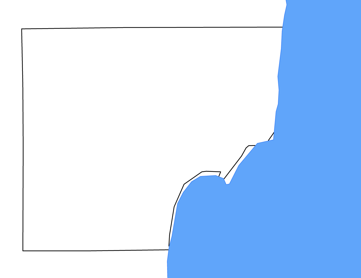 Outline map of Iosco County, Michigan with lakes and rivers.