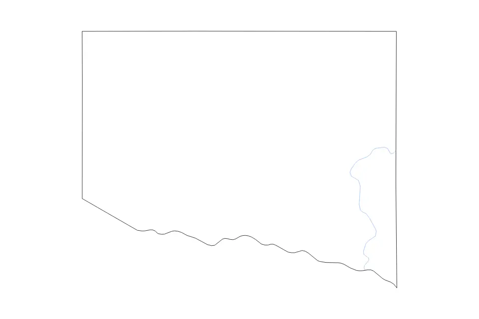 Outline map of Iron County, Michigan with subdivision borders and rivers.