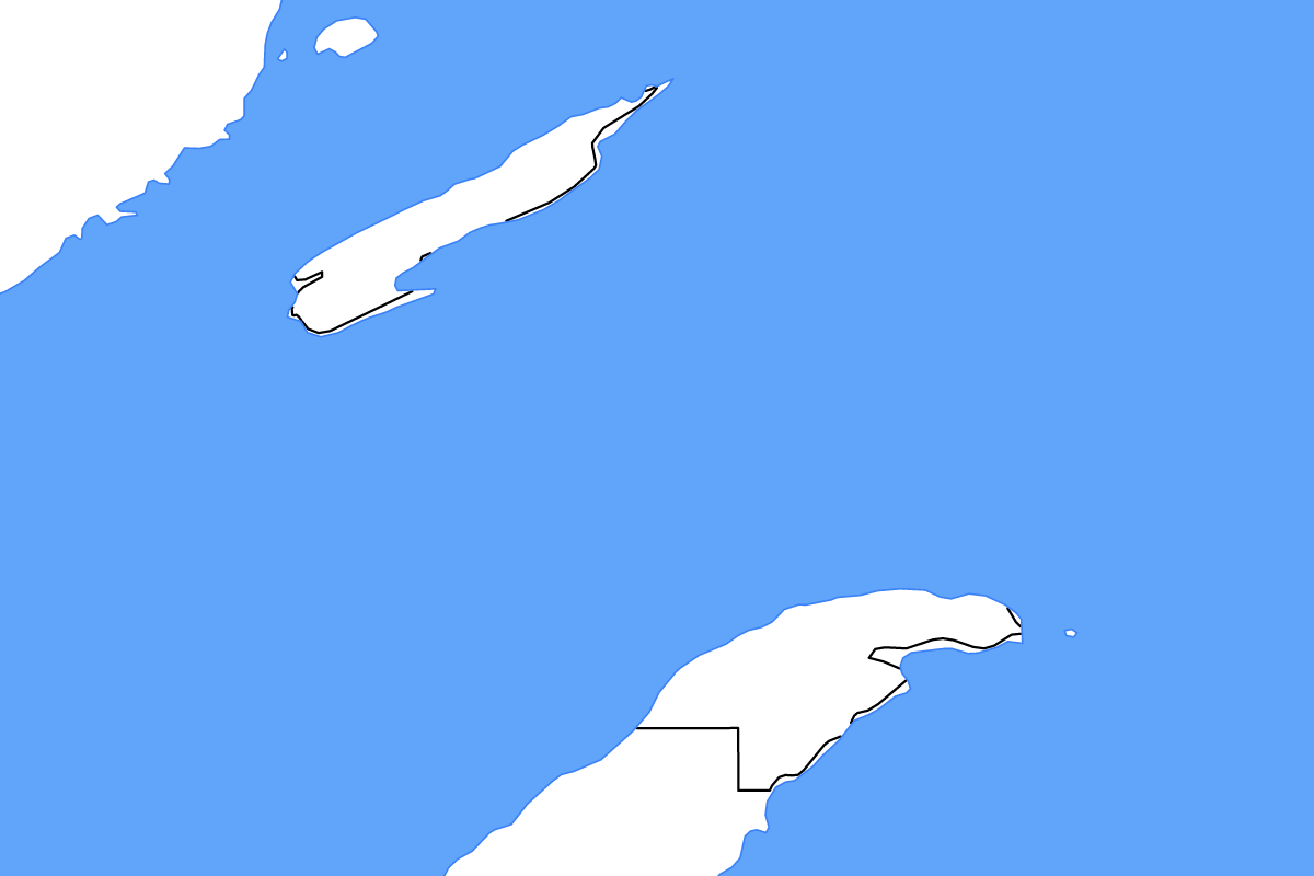 Mapa de contorno de Keweenaw, Michigan con lagos.