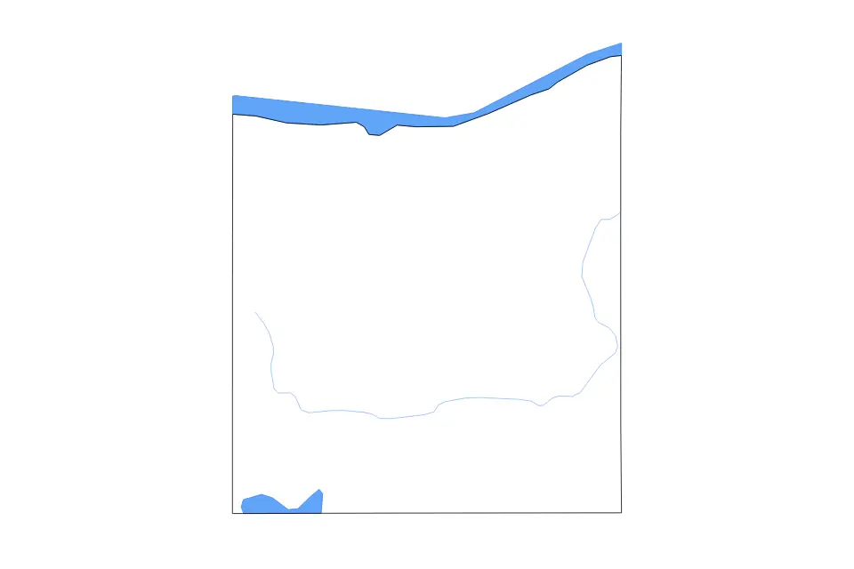 Outline map of Luce County, Michigan with subdivision borders and major lakes and rivers.