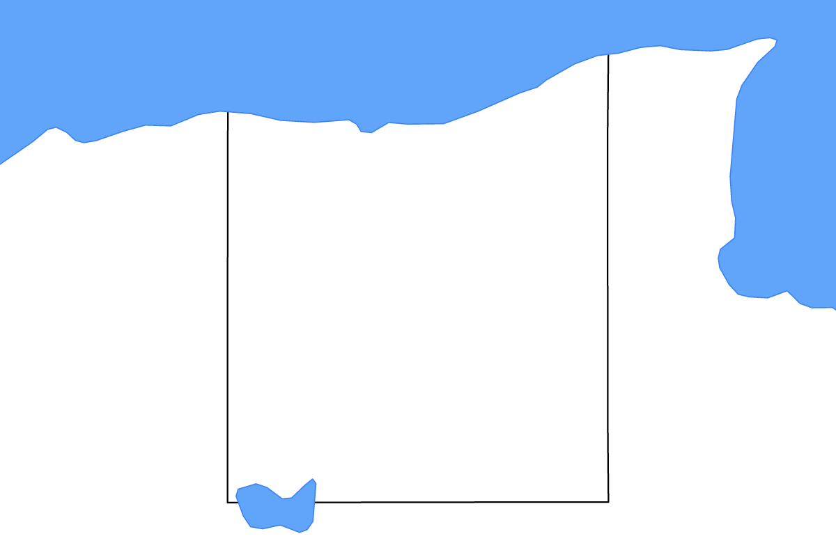 Carte de contour de Luce, Michigan avec lacs et rivières.