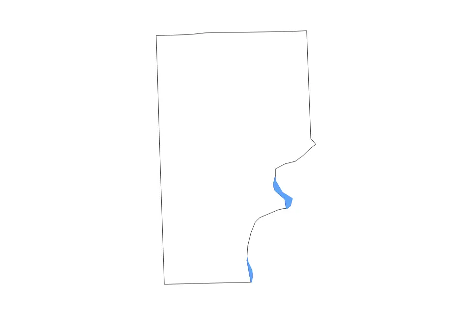 Outline map of Macomb County, Michigan with subdivision borders and major lakes.