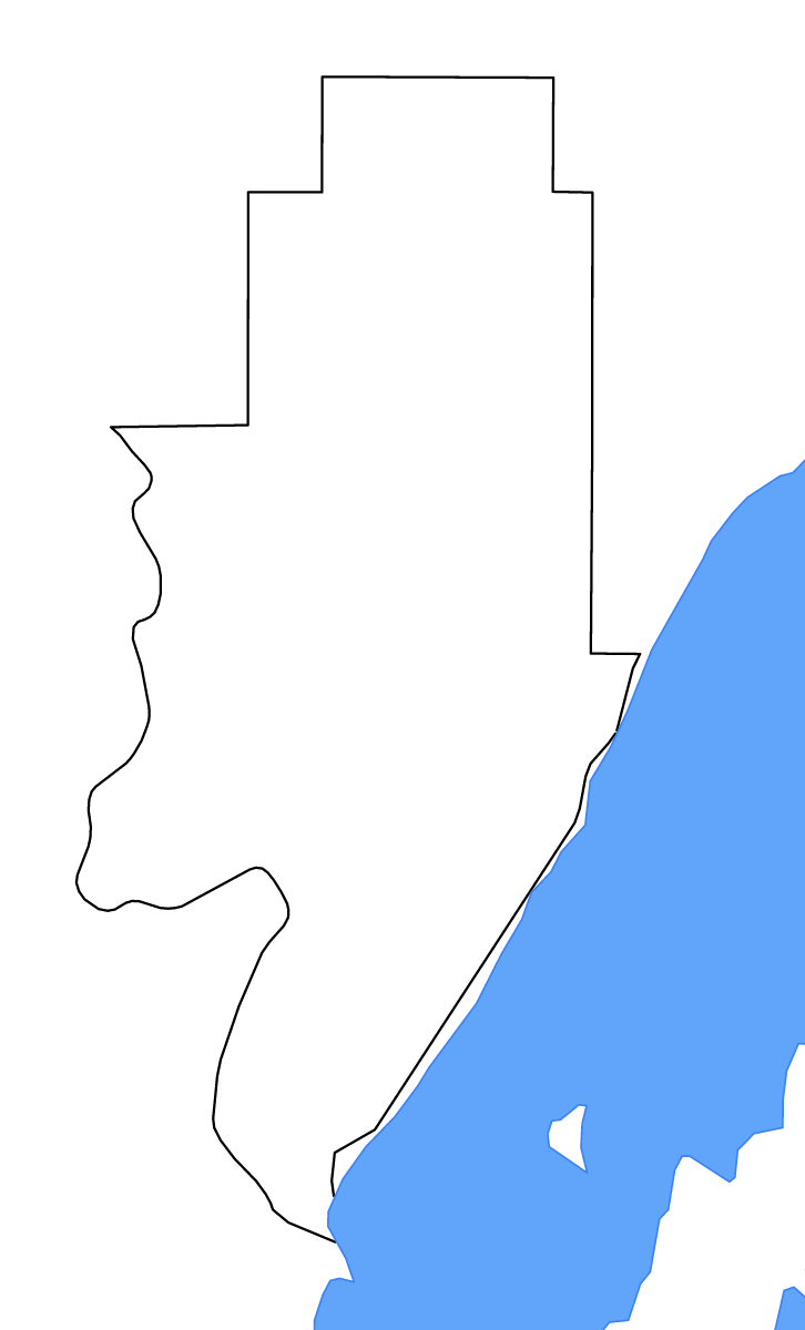 Mapa de contorno de Menominee, Michigan con lagos y ríos.
