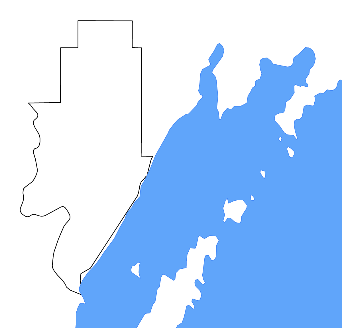 Carte de contour de Menominee, Michigan avec lacs et rivières.