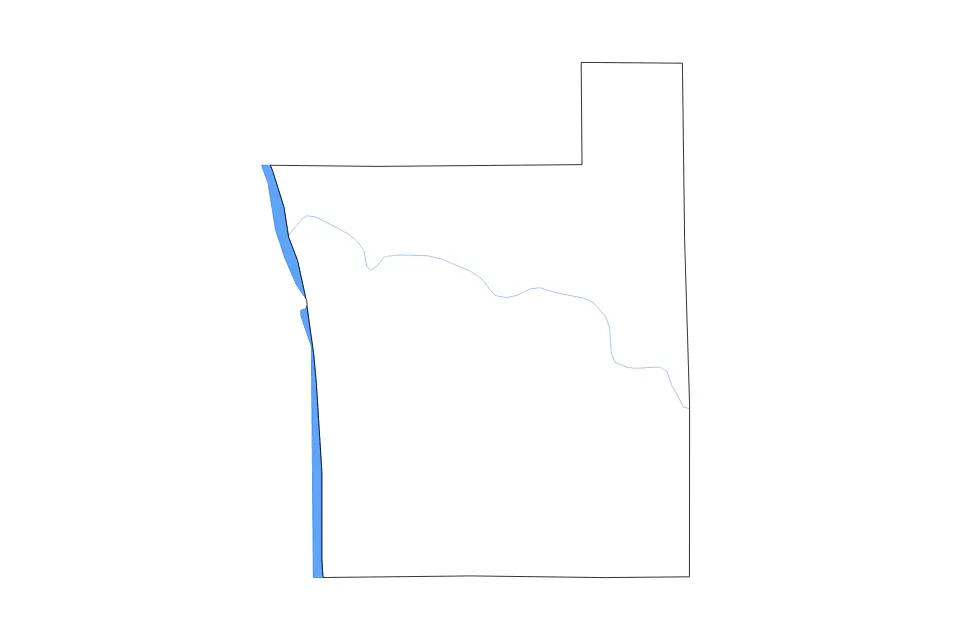 Outline map of Ottawa County, Michigan with subdivision borders and major lakes and rivers.