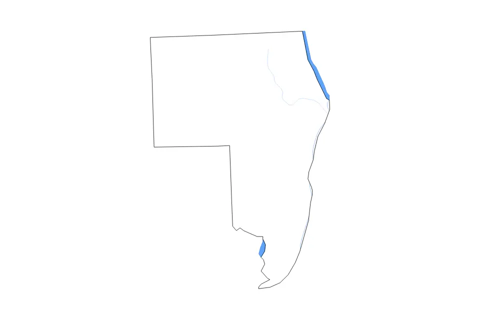 Outline map of St. Clair County, Michigan with subdivision borders and major lakes and rivers.