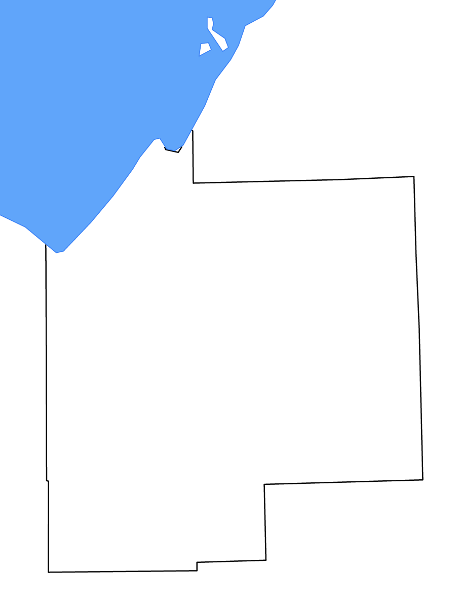 Mapa de contorno de Tuscola, Michigan con lagos y ríos.