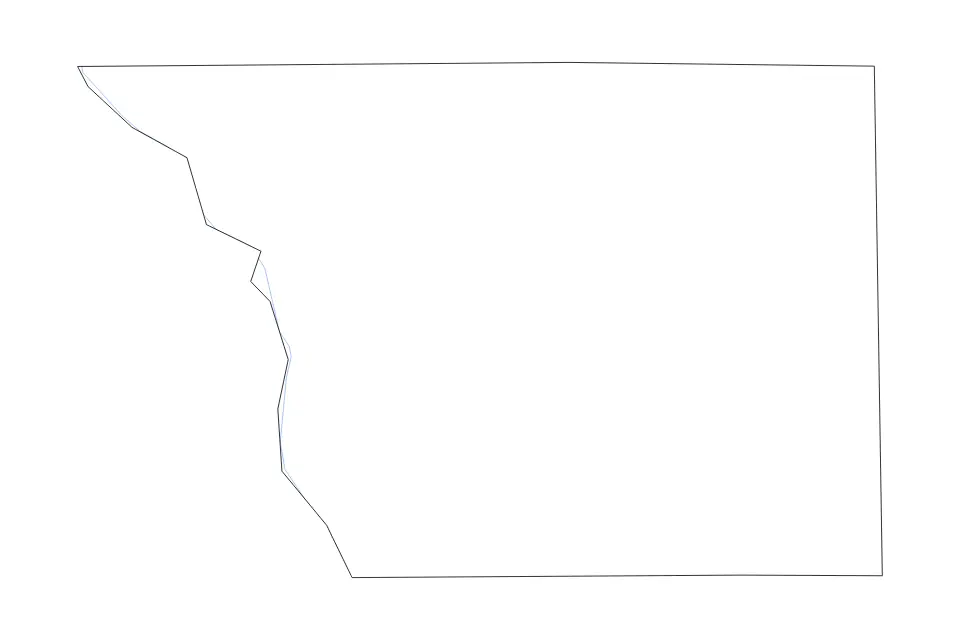 Outline map of Benton County, Minnesota with subdivision borders and rivers.