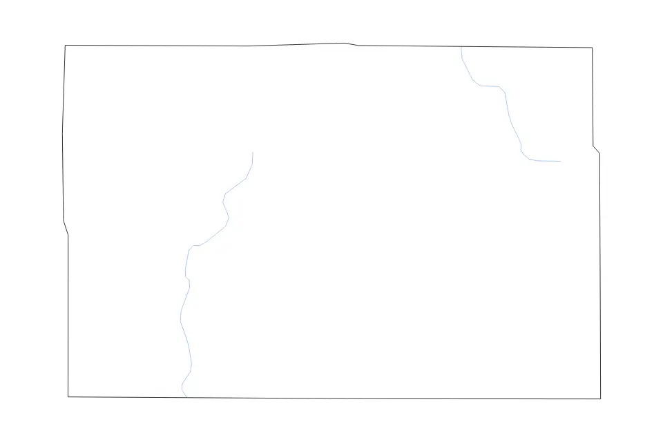 Outline map of Carlton County, Minnesota with subdivision borders and rivers.