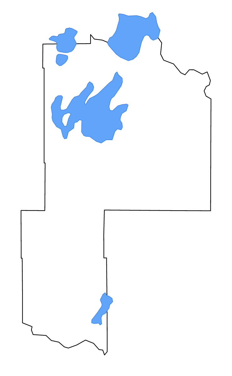 Mapa de contorno de Cass, Minnesota con lagos y ríos.