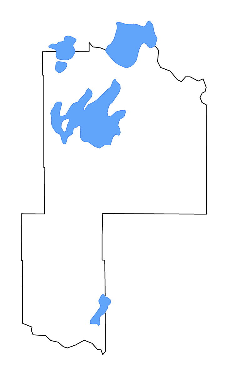 Mapa de contorno de Cass, Minnesota con lagos y ríos.