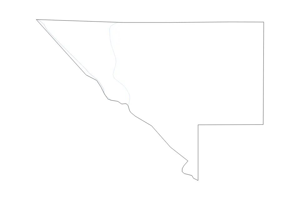 Outline map of Chippewa County, Minnesota with subdivision borders and rivers.