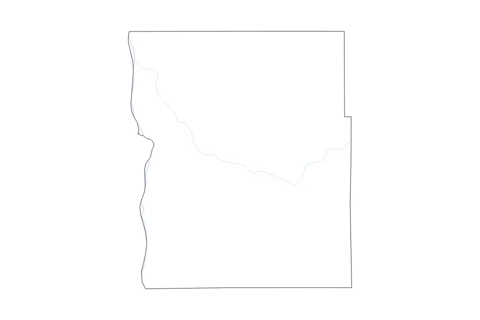 Outline map of Clay County, Minnesota with subdivision borders and rivers.