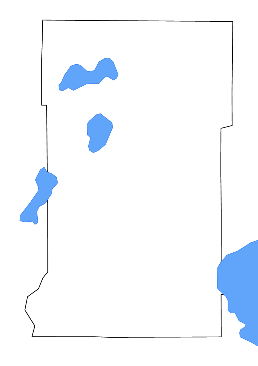 Mapa de contorno de Crow Wing, Minnesota con lagos y ríos.