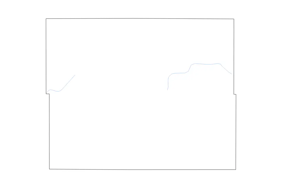 Outline map of Douglas County, Minnesota with subdivision borders and rivers.
