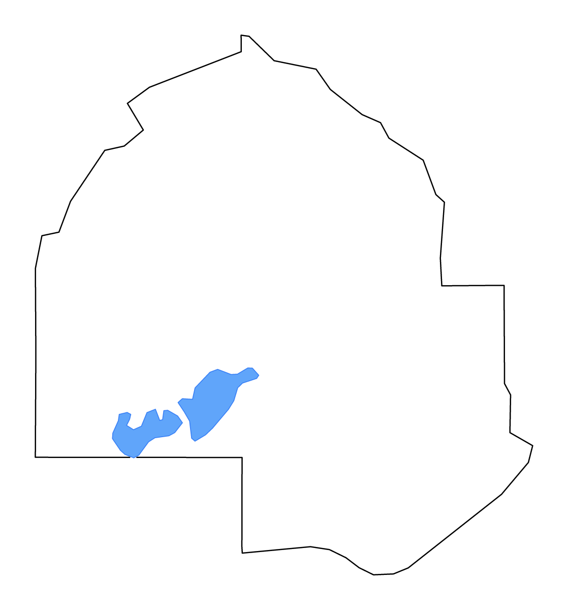 Mapa de contorno de Hennepin, Minnesota con lagos y ríos.