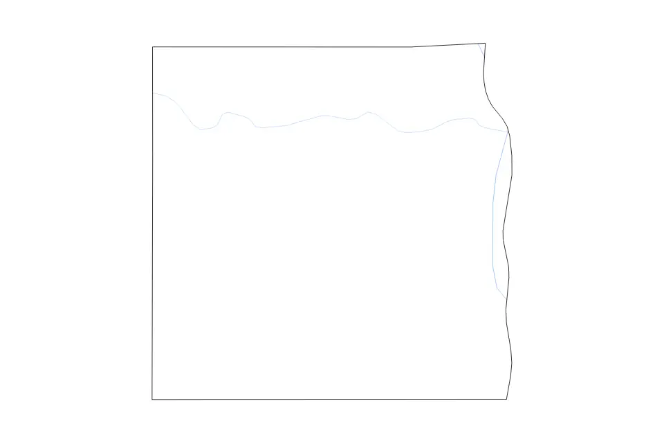 Carte de Houston, Minnesota de type contour et rivières pour Amérique du Nord, montrant contour et rivières avec des limites nettes.