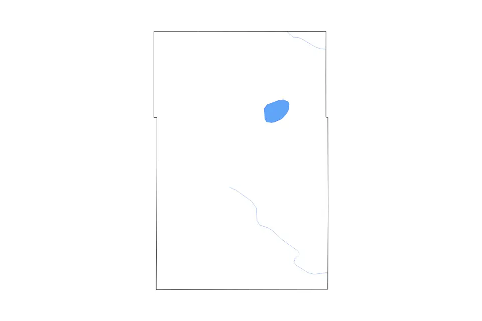 Outline map of Kandiyohi County, Minnesota with subdivision borders and major lakes and rivers.