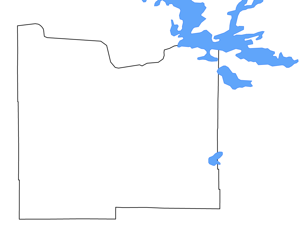 Mapa de contorno de Koochiching, Minnesota con lagos y ríos.