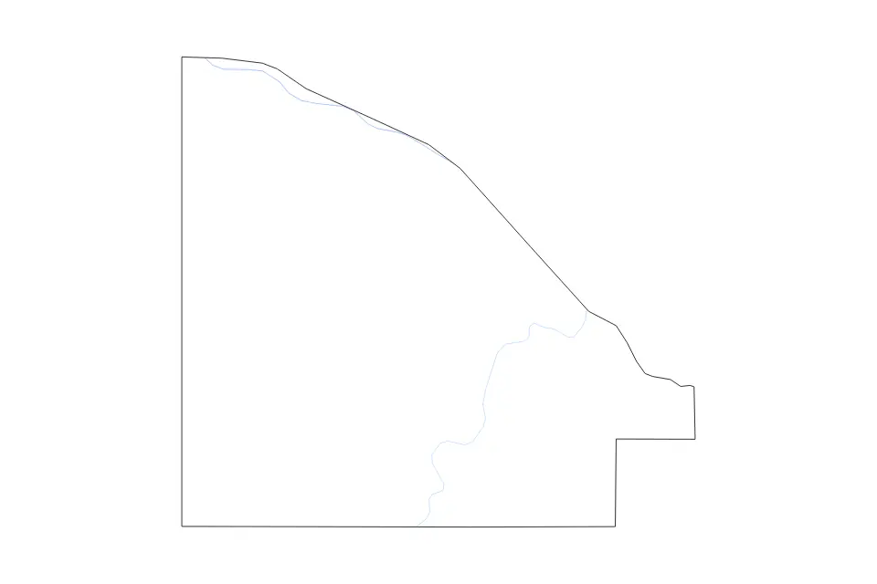 Outline map of Lac qui Parle County, Minnesota with subdivision borders and rivers.