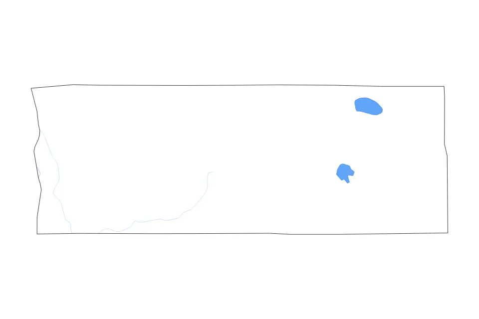 Outline map of Marshall County, Minnesota with subdivision borders and major lakes and rivers.