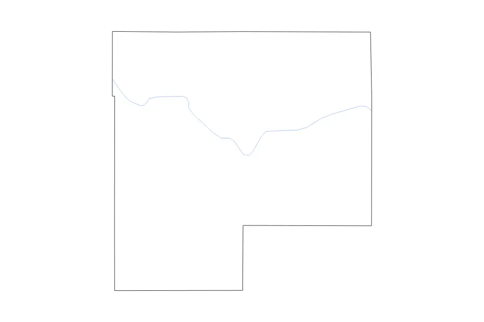 Outline map of McLeod County, Minnesota with subdivision borders and rivers.