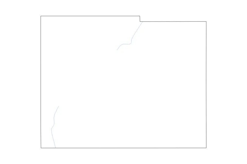 Outline map of Mower County, Minnesota with subdivision borders and rivers.