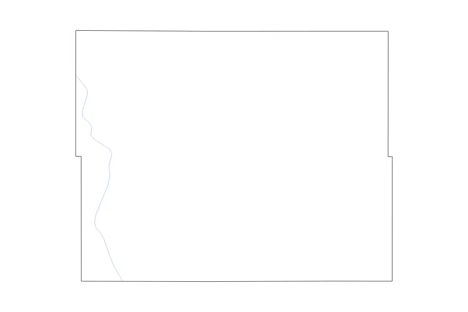 Outline map of Pope County, Minnesota with subdivision borders and rivers.
