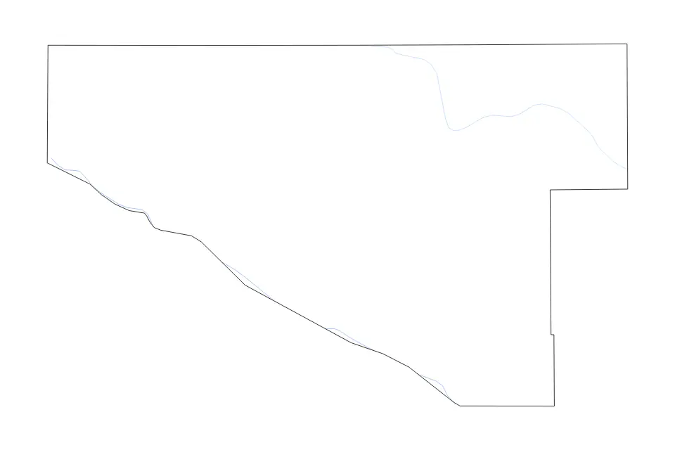 Outline map of Renville County, Minnesota with subdivision borders and rivers.