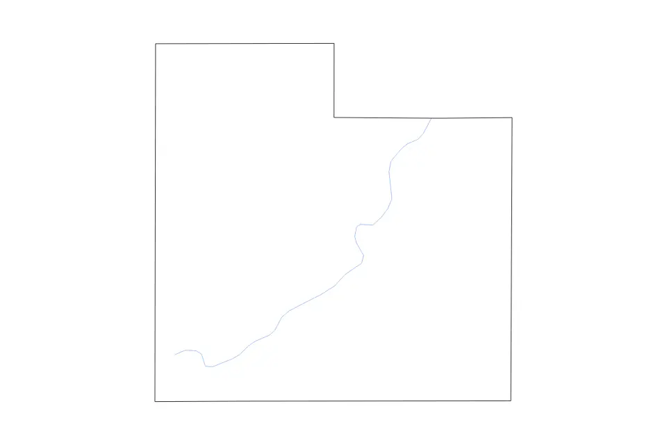 Outline map of Rice County, Minnesota with subdivision borders and rivers.