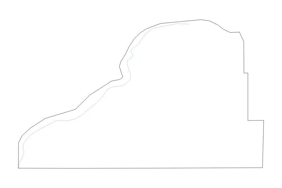 Outline map of Scott County, Minnesota with subdivision borders and rivers.