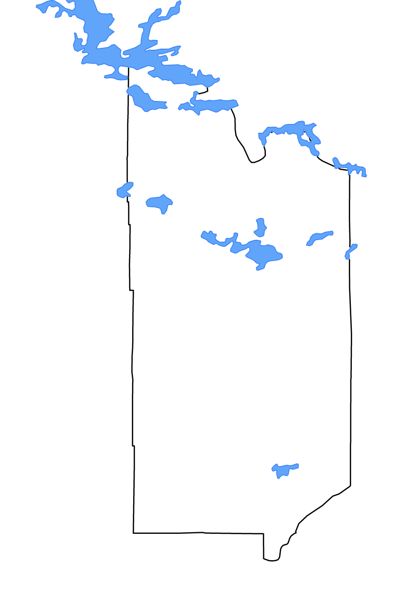 Carte de contour de St. Louis, Minnesota avec lacs et rivières.